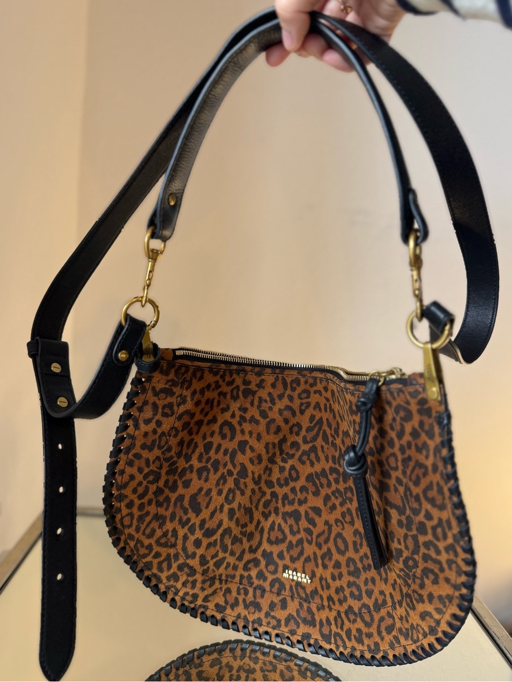 Isabel Marant Oskan Soft leather-trimmed leopard-print suede shoulder bag $1,350 - Picture 6 of 10